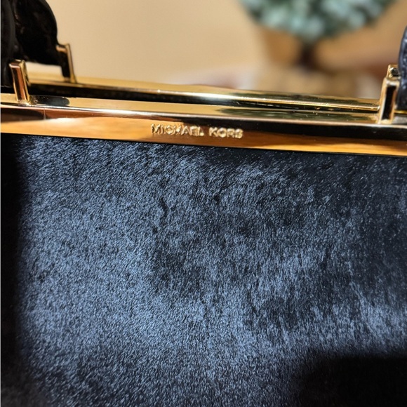 MICHAEL KORS LANA BLACK LEATHER CALF HAIR BLACK CROC ACCENT LARGE TOTE, Vintage - Picture 12 of 15